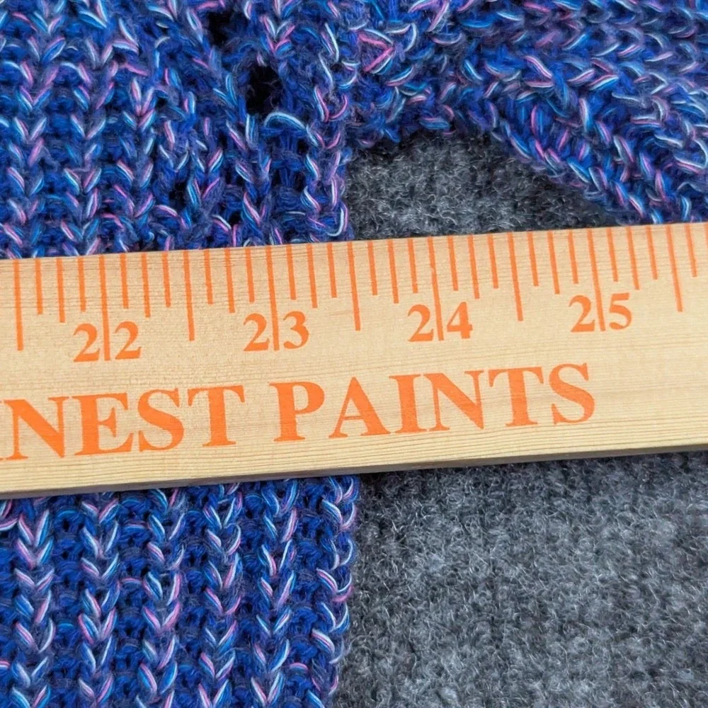 Eddie Bauer Womens Medium Blue Purple Marled Chunky Open Knit Vintage Sweater